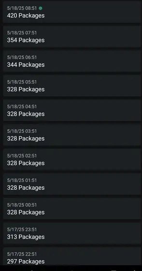 Notifications on the phone showing increasing number of packages